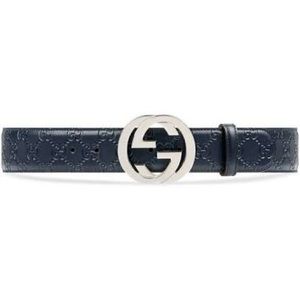 Gucci Signature Blue Leather Belt, Size Gucci 100